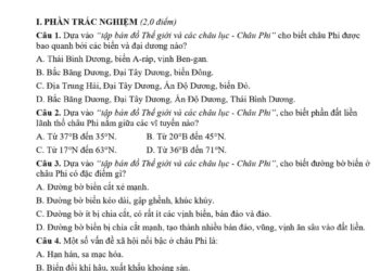 Đề thi HK1 lớp 7 môn Địa Lý THCS Trưng Vương 2023
