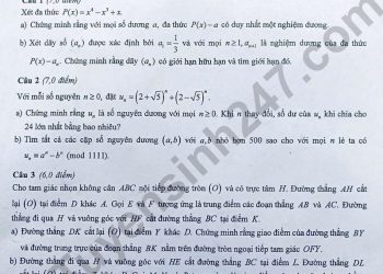 Đề thi học sinh giỏi Toán cấp Quốc gia năm học 2024 2025 Ngày 1