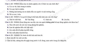 Đề ôn thi cuối HK1 môn KHTN lớp 6 đề 1 có đáp án