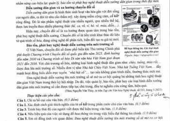 Đề thi văn cuối HK1 lớp 11 chuyên Lê Hồng Phong 2024