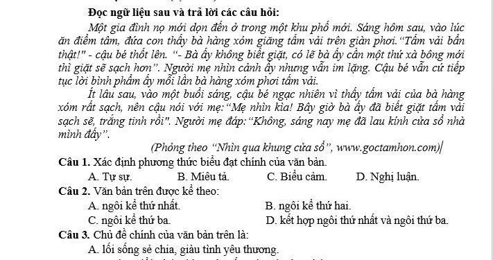 Đề thi văn cuối HK1 lớp 8 THCS Triệu Sơn 2023 có đáp án