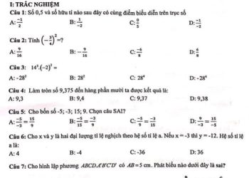 Đề thi toán lớp 7 HK1 THCS Bế Văn Đàn 2024 có đáp án