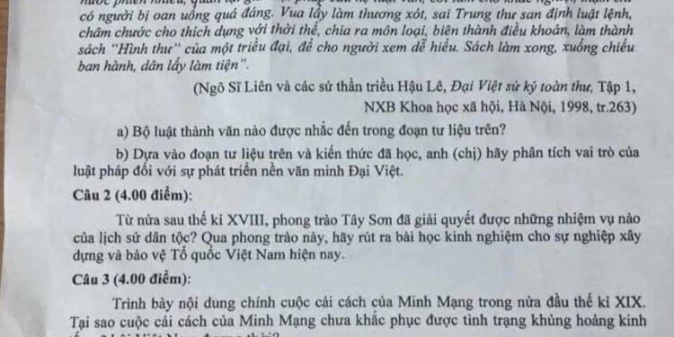 Đề thi hsg lịch sử lớp 12 cấp tỉnh Khánh Hoà 2025