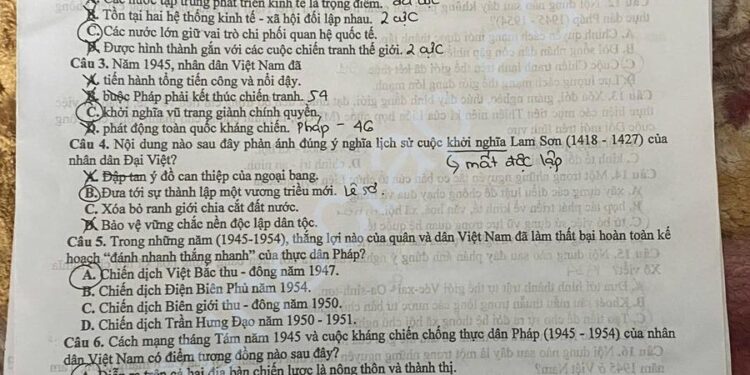 Đề tập huấn thi tốt nghiệp môn lịch sử tỉnh Bắc Ninh 2025