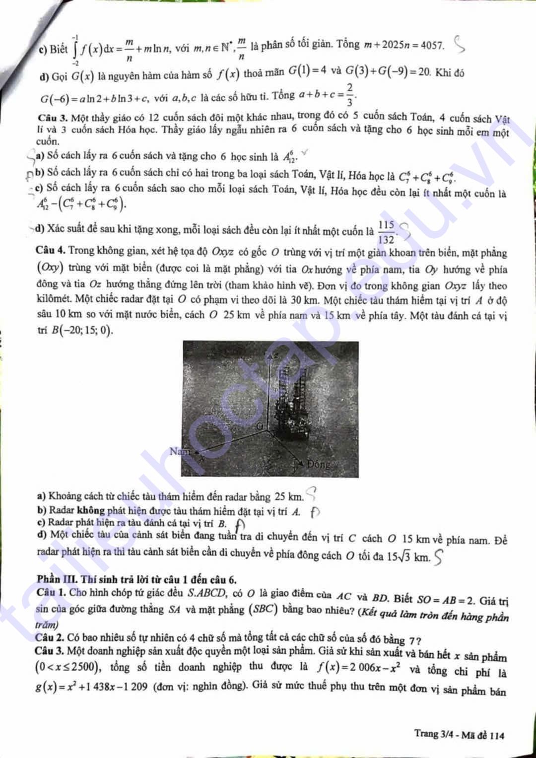 Đề thi KSCL môn toán lớp 12 tỉnh Phú Thọ 2025 3