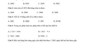 Bộ Đề thi toán giữa học kì 2 lớp 3 có đáp án và file PDF