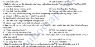 Đề thi thử tốt nghiệp môn sử Bạc Liêu 2025 lần 2 có đáp án