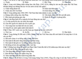 Đề thi thử tốt nghiệp môn lịch sử cụm Thanh Chương 2025