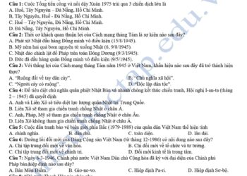 Đề thi kscl môn lịch sử lần 1 THPT Hưng Nhân 2025 có đáp án