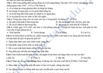 Đề thi thử tốt nghiệp môn lịch sử Tuyên Quang 2025 lần 2