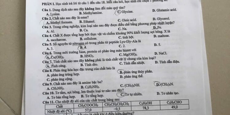 Đề thi khảo sát môn hoá lớp 12 Hà Nội 2025 