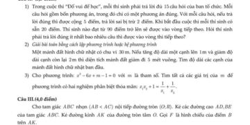 Đề thi toán giữa HK2 lớp 9 THCS Cầu Giấy 2025 có đáp án