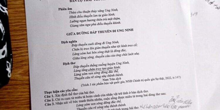 Đề thi văn giữa HK2 lớp 12 tỉnh Lạng Sơn 2025