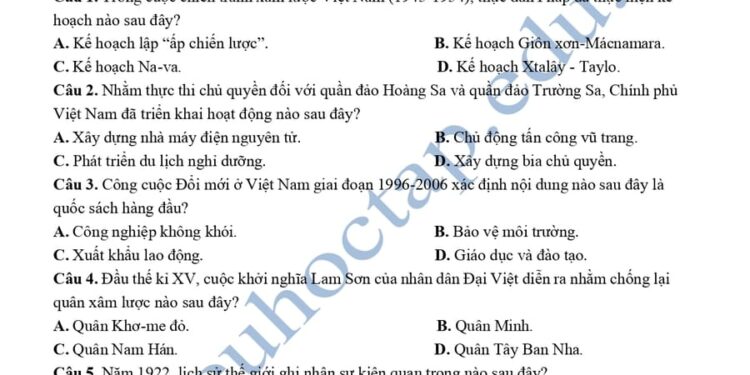 Đề thi thử tốt nghiệp liên trường Quỳnh Lưu - Đô Lương 2025