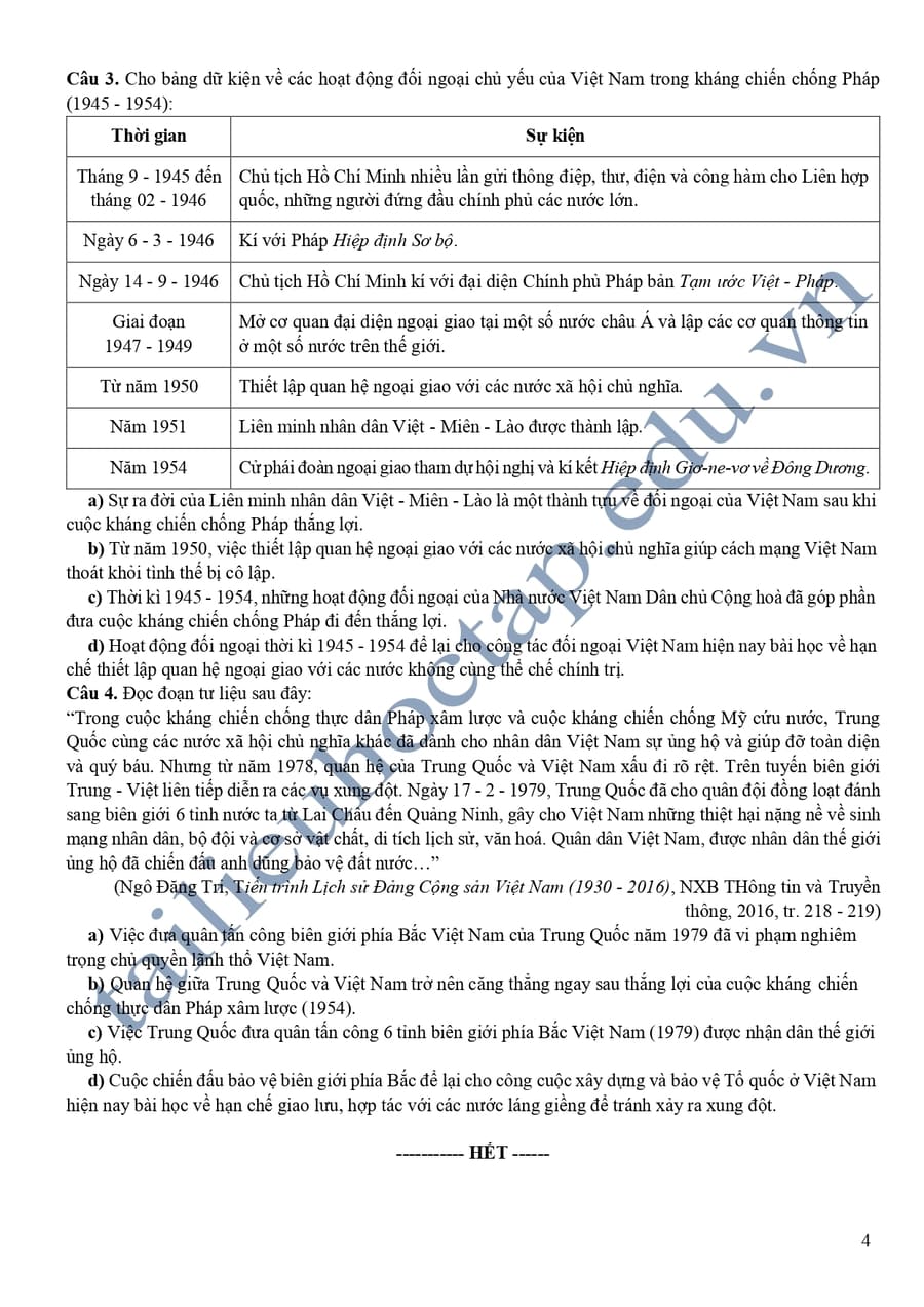 Đề thi thử lịch sử THPT tỉnh Hải Dương 2025 lần 2 4