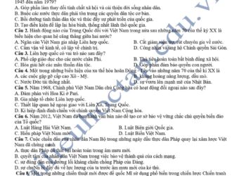 Đề thi thử tốt nghiệp môn lịch sử tỉnh Hậu Giang 2025 lần 1