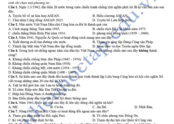 Đề thi khảo sát lớp 12 môn sử tỉnh Thanh Hoá 2025 lần 2