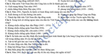 Đề thi khảo sát lớp 12 môn sử tỉnh Thanh Hoá 2025 lần 2