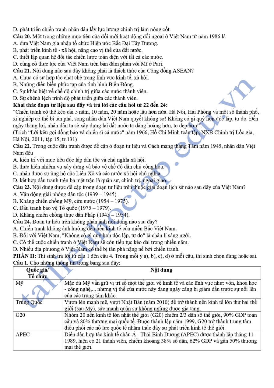 Đề thi khảo sát lớp 12 môn sử tỉnh Thanh Hoá 2025 lần 2 3