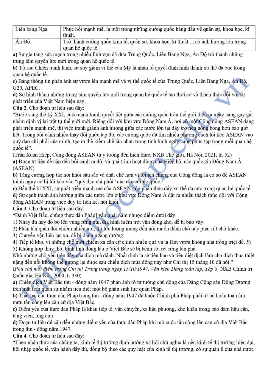 Đề thi khảo sát lớp 12 môn sử tỉnh Thanh Hoá 2025 lần 2 4