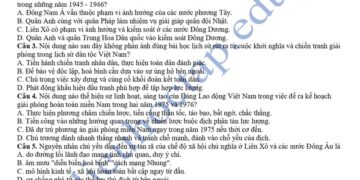 Đề thi thử lịch sử tỉnh Sơn Lan 2025 lần thứ 1 có đáp án