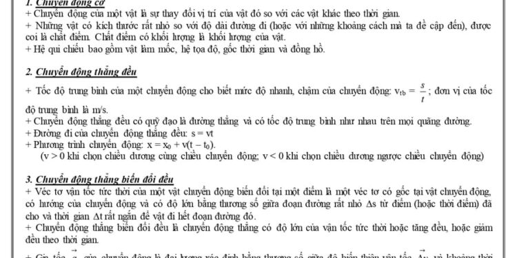Các dạng bài tập Vật lý lớp 10 chương trình mới file pdf