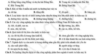 Đề thi cuối học kì 2 lớp 12 môn địa Nam Định 2025