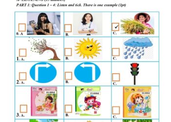 Đề thi tiếng Anh lớp 4 cuối HK2 đề 1 có đáp án và file nghe