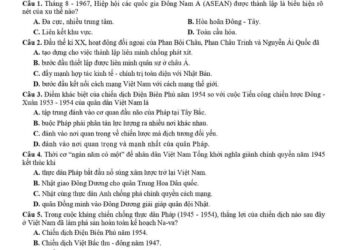 Đề thi cuối HK2 lớp 12 môn sử tỉnh Nam Định 2025