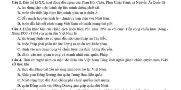 Đề thi cuối HK2 lớp 12 môn sử tỉnh Nam Định 2025