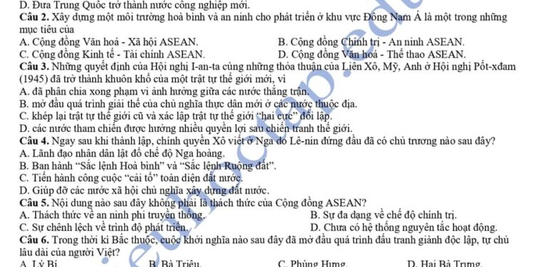 Đề thi thử lịch sử thptqg 2025 tỉnh Bình Thuận có đáp án
