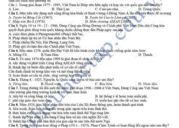 Đề thi khảo sát môn sử lớp 12 tỉnh Ninh Bình 2025 lần 3