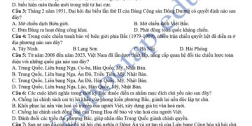 Đề thi khảo sát môn lịch sử Thái Bình 2025 lần 2 có đáp án