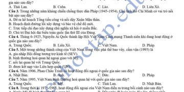 Đề kiểm tra HK2 lịch sử lớp 12 Vĩnh Long 2025 có đáp án