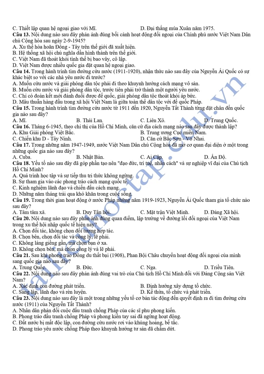 Đề kiểm tra HK2 lịch sử lớp 12 Vĩnh Long 2025 2