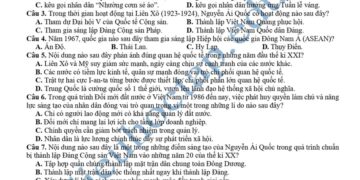 Đề thi khảo sát chất lượng môn sử Vĩnh Phúc 2025 lần 3