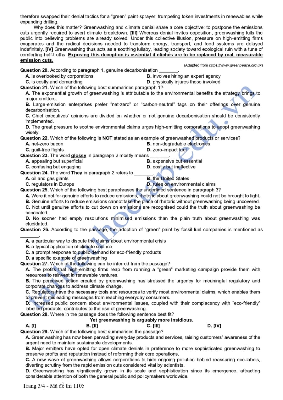 Đề thi tiếng Anh THPT quốc gia 2025 chính thức 3