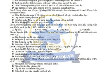 Đề thi thử tốt nghiệp môn sử tỉnh Đồng Tháp 2025 có đáp án