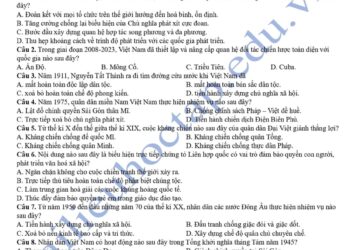 Đề thi thử tốt nghiệp môn sử THPT Gio Linh 2025 có đáp án