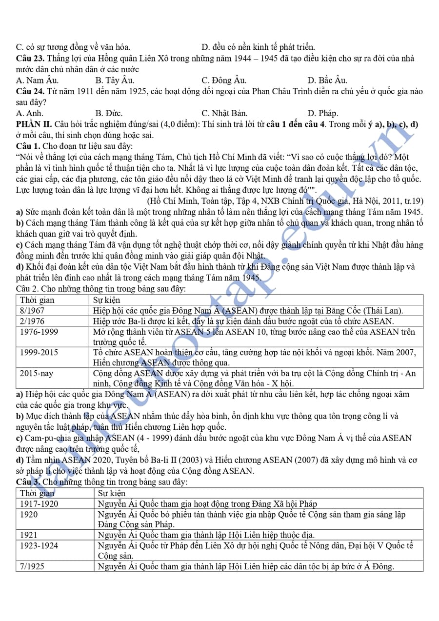 Đề thi thử tốt nghiệp môn sử tỉnh Vĩnh Long 2025  3