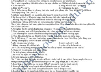 Đề thi thử tốt nghiệp môn sử Bà Rịa Vũng Tàu 2025 lần 2