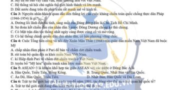 Đề thi thử tốt nghiệp môn lịch sử tỉnh Sơn La lần 5