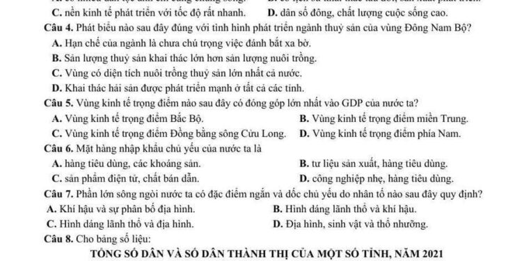 Đề thi thử tốt nghiệp môn địa chuyên Phan Bội Châu 2025 lần 2