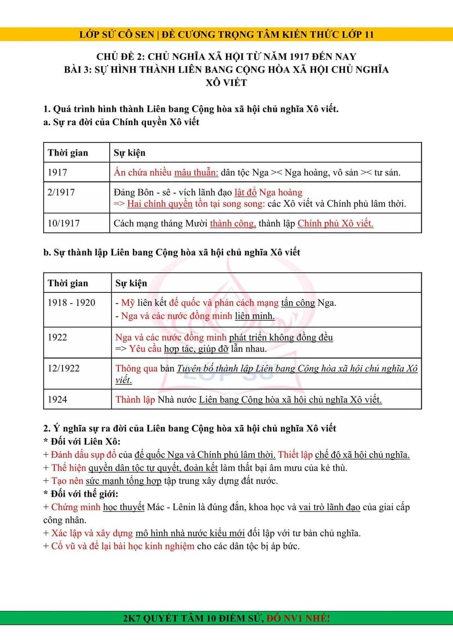 Kiến thức lịch sử lớp 11 ôn thi thpt quốc gia 2025 đầy đủ