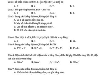 Đề thi toán lớp 6 giữa HK1 THCS Lương Thế Vinh 2025