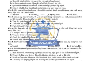 Đề thi giữa HK1 Lịch Sử 12 THPT Hùng Vương 2024 có đáp án