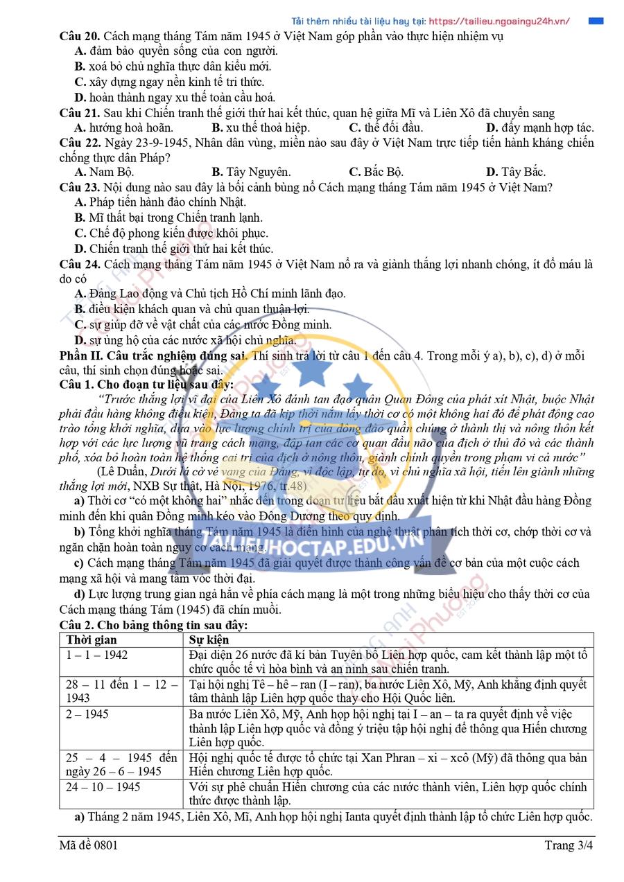 Đề thi KSCL môn lịch sử lớp 12 cụm THPT Bắc Ninh 2026 3