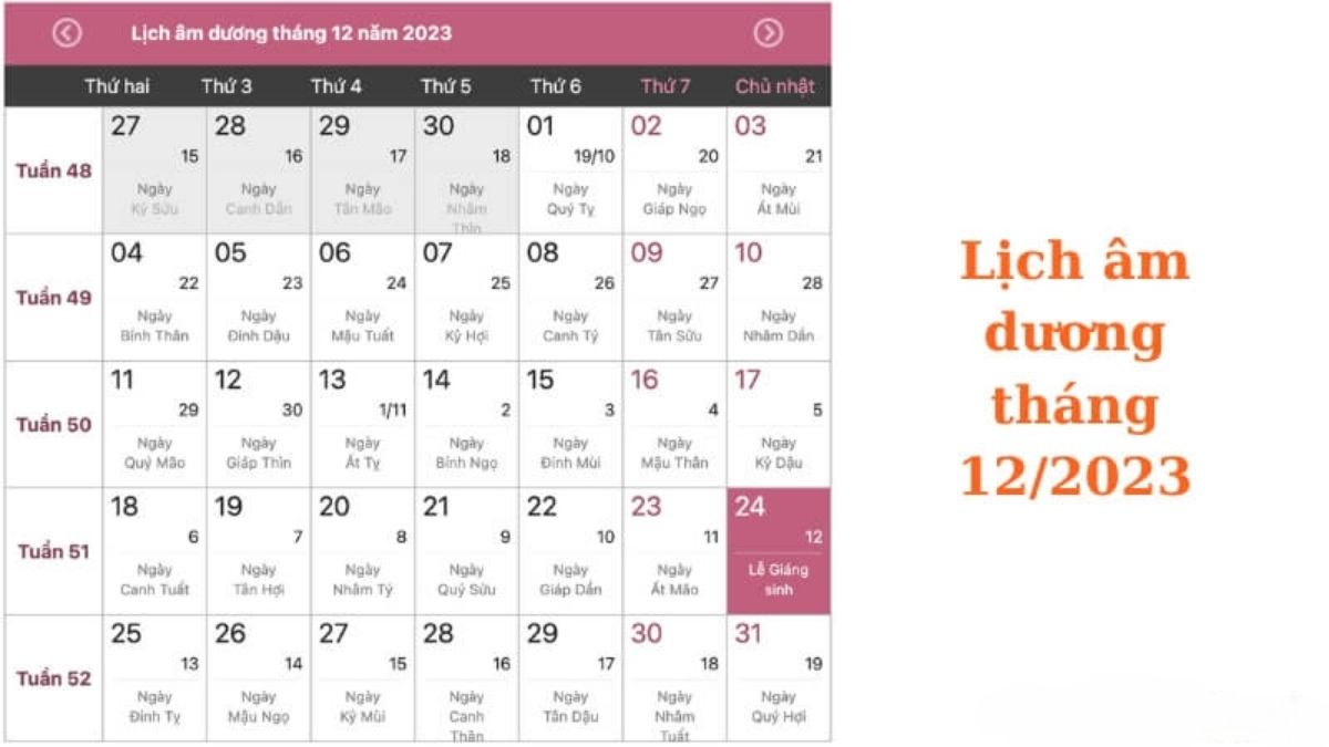 Tháng 12 Âm lịch có bao nhiêu ngày năm 2023