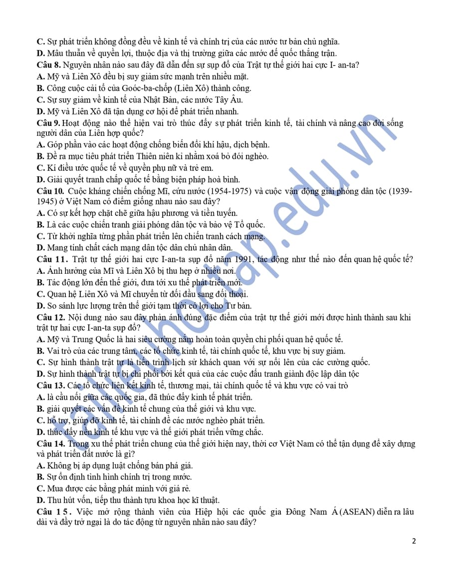 Đề thi HSG cấp trường lớp 12 THPT Quảng Xương 2 2025 2