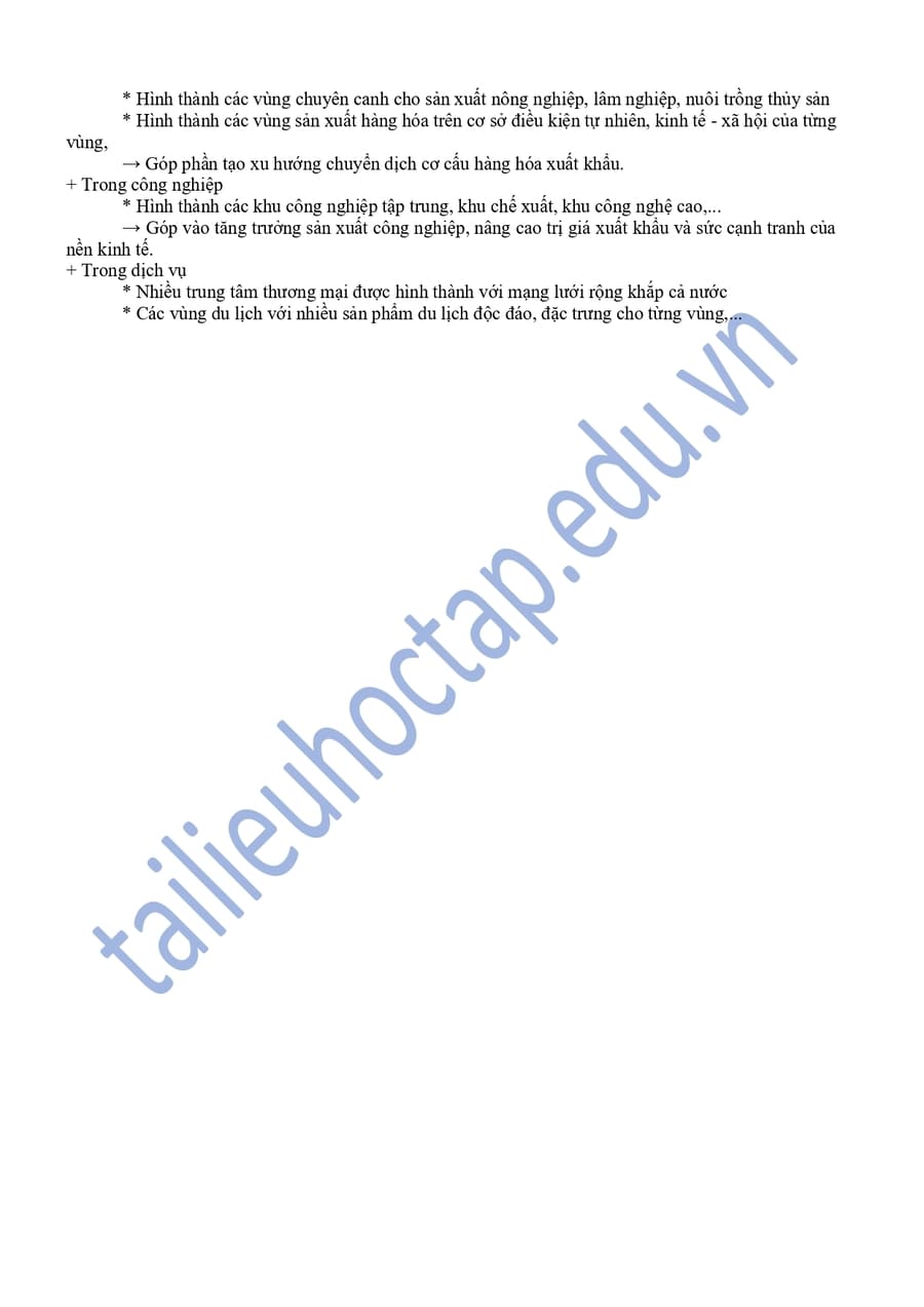 Lý thuyết địa lí lớp 12 bài 10: Chuyển dịch cơ cấu kinh tế 3